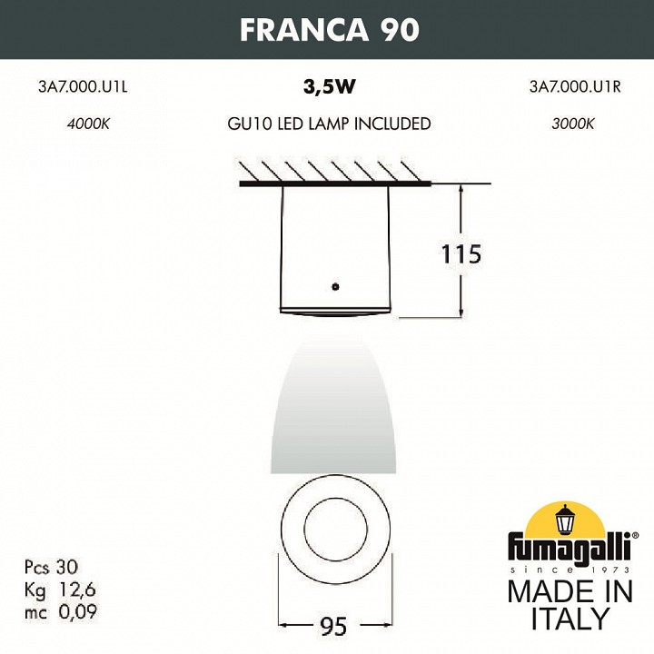 Накладной светильник Fumagalli Franca 90 3A7.000.000.LXU1L, фото 5
