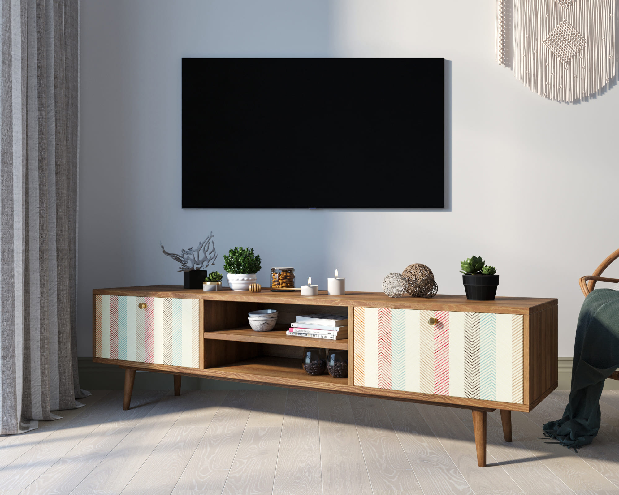 Комод "Berber" с нишей низкий под TV принт 45 арт BB49/Print_45, фото 3