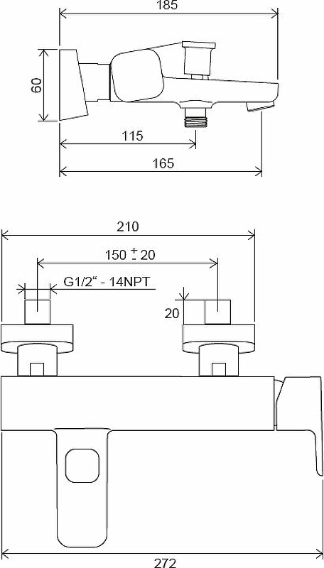 Смеситель для ванны TD F 022.20/150 черный, фото 3
