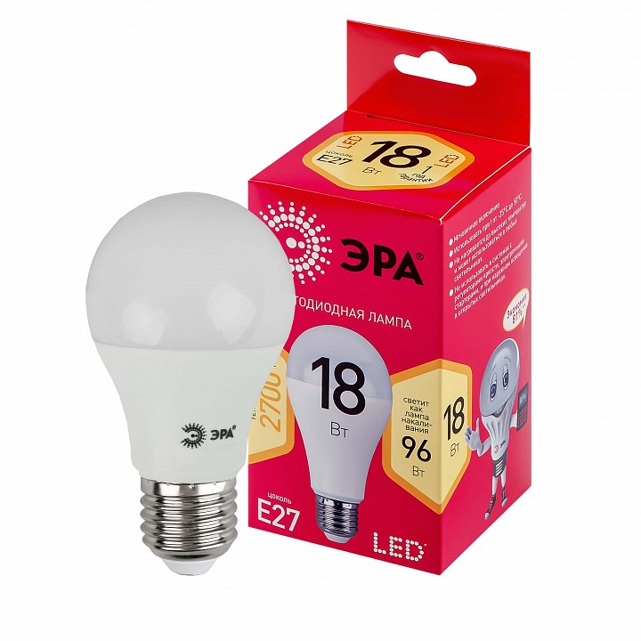Лампа светодиодная Эра E27 18Вт 2700K LED A65-18W-827-E27 R, фото 2