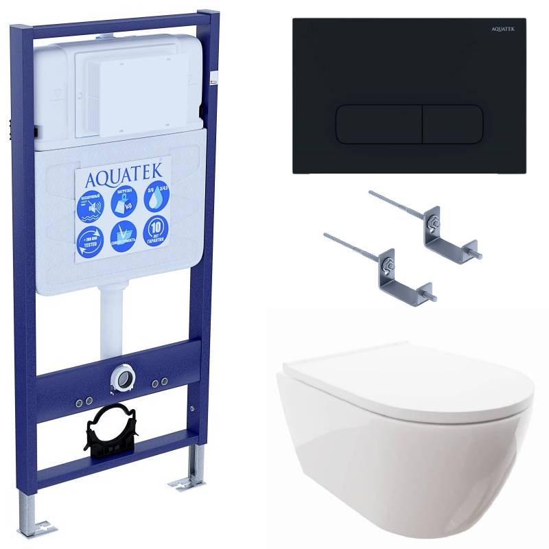 SET AQUATEK ПОЛАРИС (рама AQUATEK Standard INS-0000012+унитаз ПОЛАРИС AQ0700-00 с тонким сиденьем soft-close+ крепеж KKI-0000002 +панель KDI-0000017), фото 1