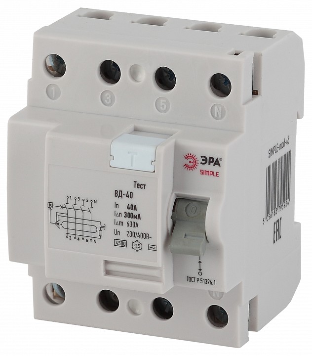 Устройство защитного отключения 4P Эра ВД-40 SIMPLE-mod-53, фото 1