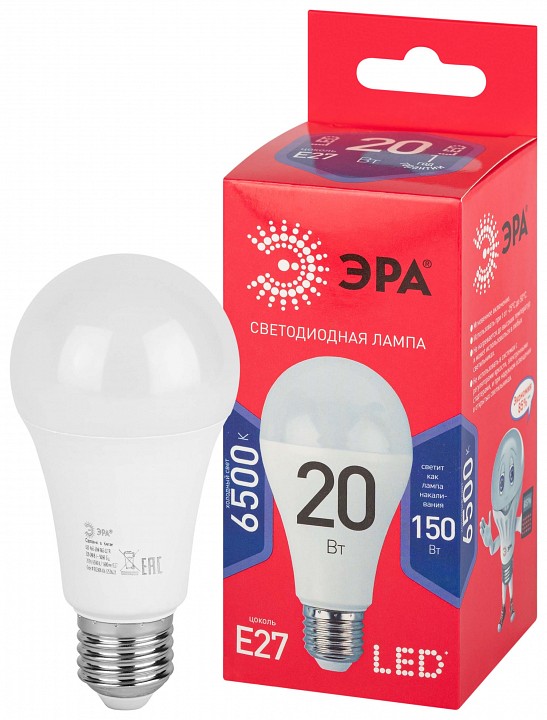 Лампа светодиодная Эра  E27 20Вт 6500K LED A65-20W-865-E27 R, фото 5