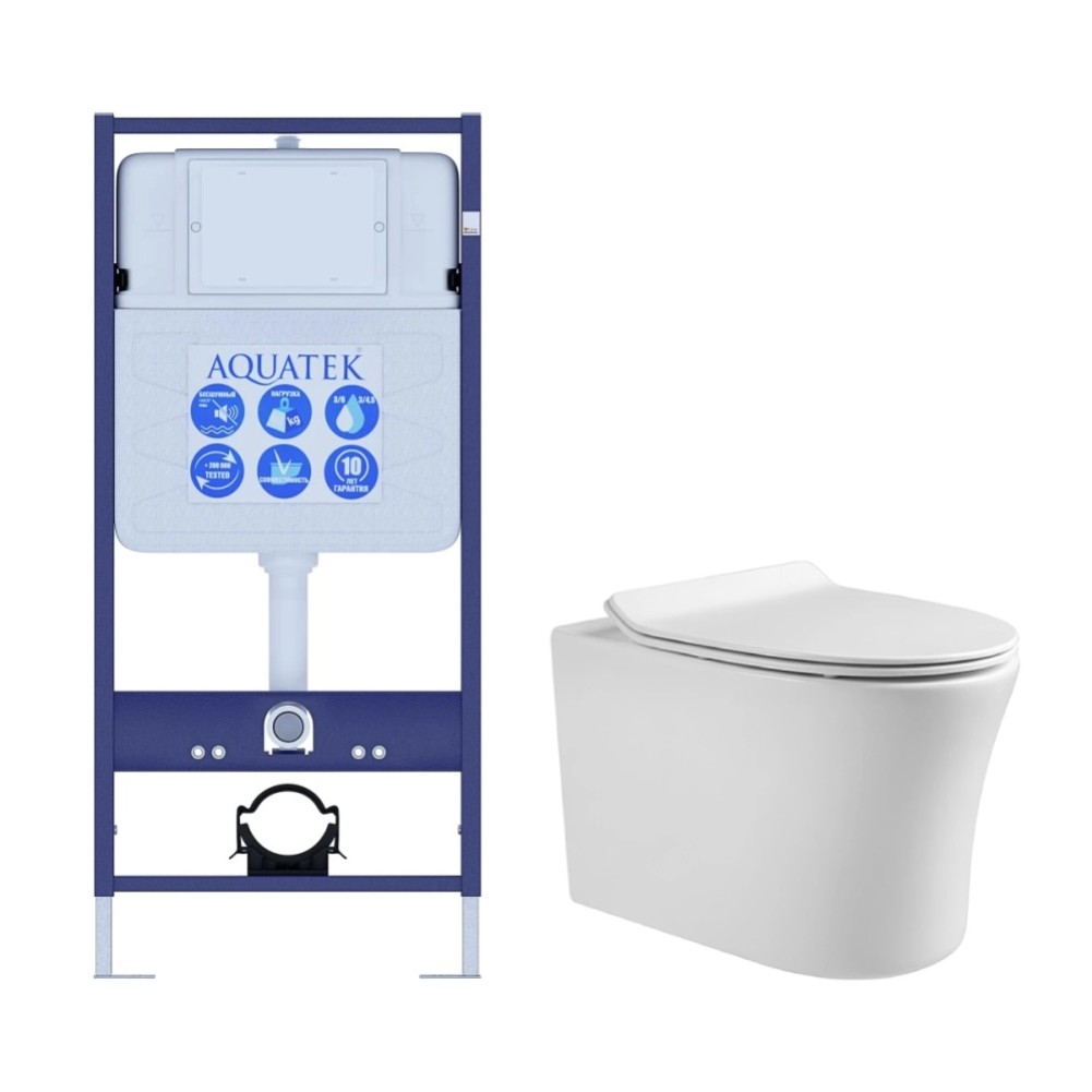 SET AQUATEK НИКА (рама AQUATEK Standard INS-0000012(без клавиши и крепежа)+унитаз НИКА AQ2009-00 с тонким сиденьем soft-close, фото 1