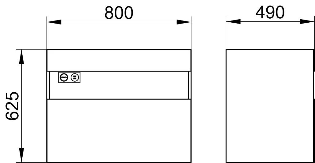 32862970100 STAGELINE Тумба под умывальник 800x625x490 mm,подсветка, розетка + USB/USB-C, 1 выдвижной ящик, сифон 1 1/4 x 32, Вулканит/Вулканит, фото 3