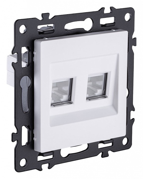 Розетка двойная Ethernet RJ-45 и со шторками, без рамки Kollinger Asthetik AS-018WH, фото 2