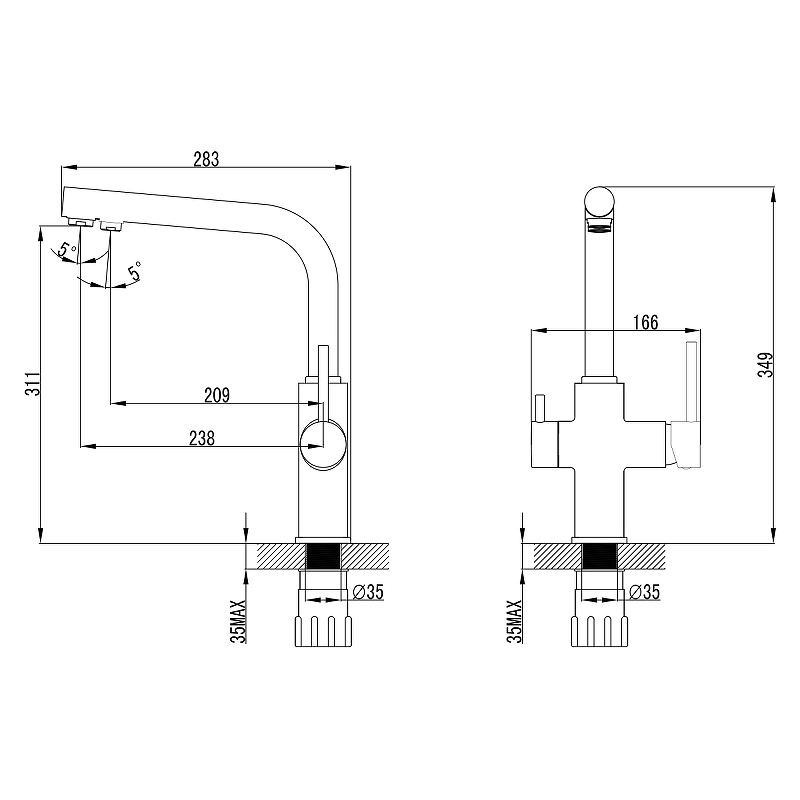 LM3060C "COMFORT" Смеситель для кухни, с дополнительным подключением к фильтру для питьвой воды, хро, фото 4