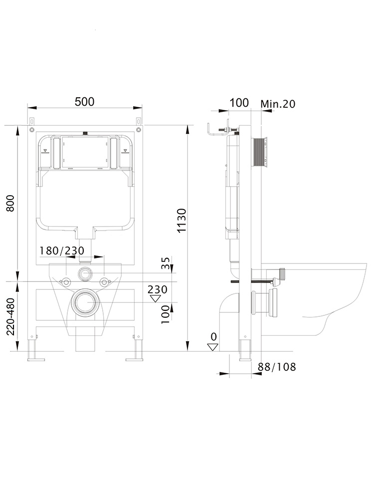 SET AQUATEK ЛИБЕРТИ-012 4в1 (рама AQUATEK Standard INS-0000012+крепёж KKI-0000002+клавиша KDI-0000012+унитаз ЛИБЕРТИ AQ1999T-00 с тонким сиденьем sc), фото 5