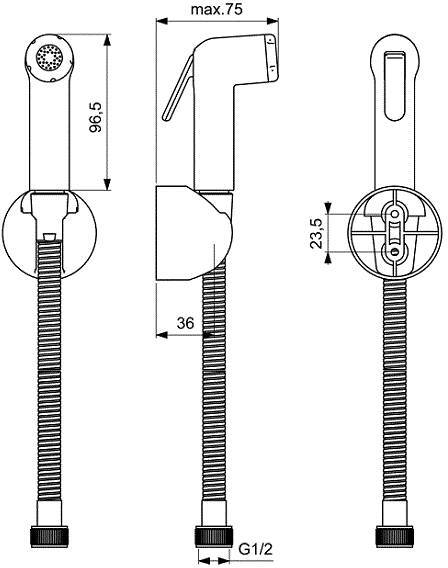 B0595AC гигиенический ручной душ белый со шлангом и держателем, фото 2