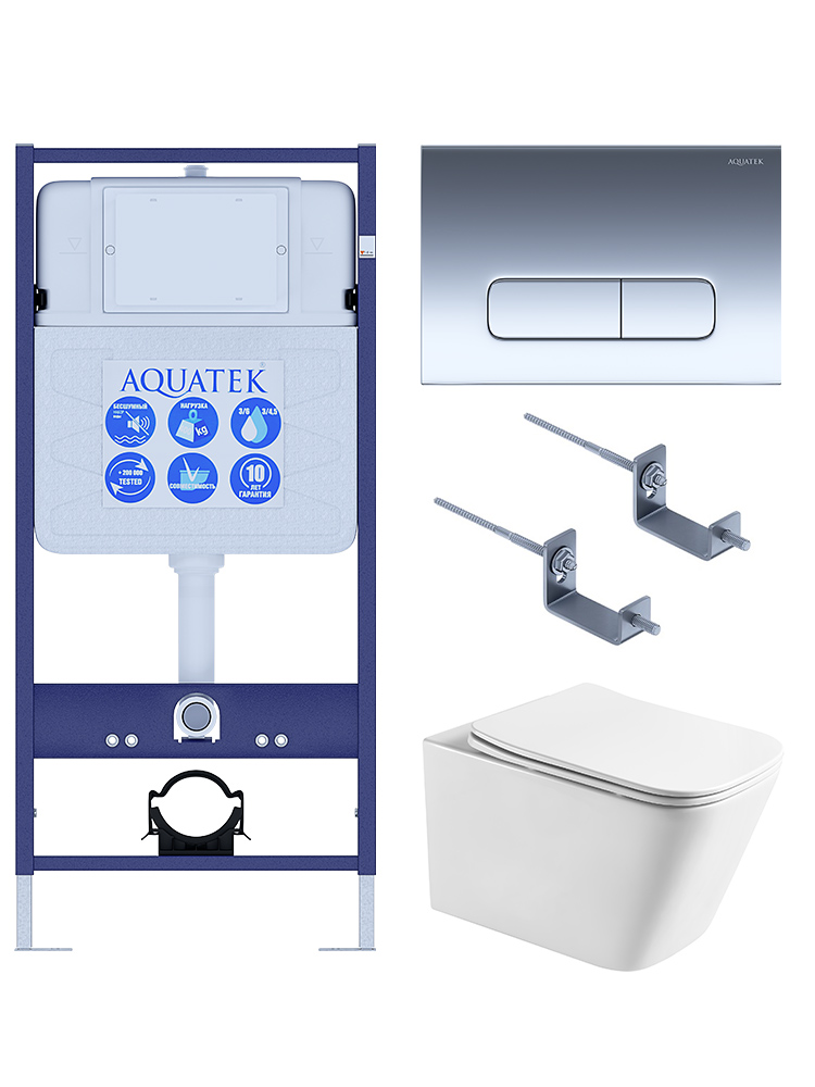 SET AQUATEK ЛИБРА T-016 4в1 (рама AQUATEK Standard INS-0000012+крепеж KKI-0000002+KDI-0000016+унитаз ЛИБРА AQ1505T-00 с тонким сиденьем soft-close), фото 1