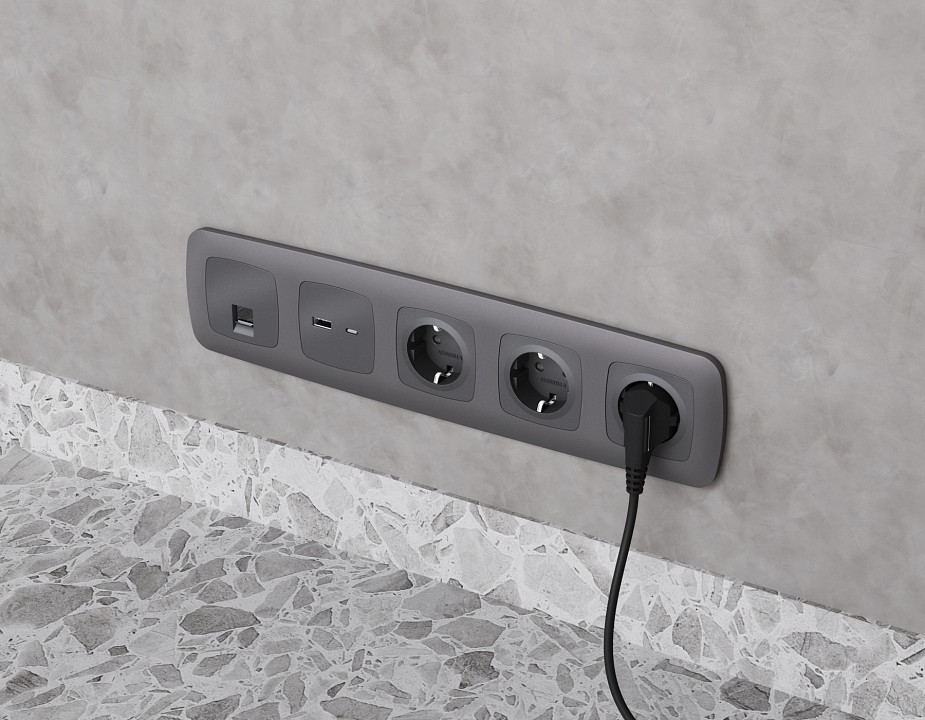 Розетка Ethernet RJ-45 и со шторками, без рамки Ambrella Volt OMEGA MO662005, фото 3