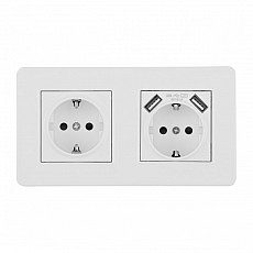 Розетка с заземлением и со шторкой и 2хUSB Arte Milano SET16-2 SET16-2-47-1-40-1 white, фото 1