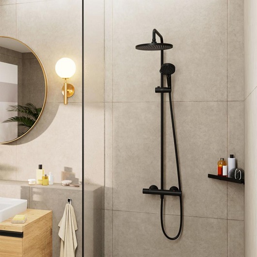 26426670 HG Vernis Blend Showerpipe 240 термостатическая душевая система, матовый черный, фото 3