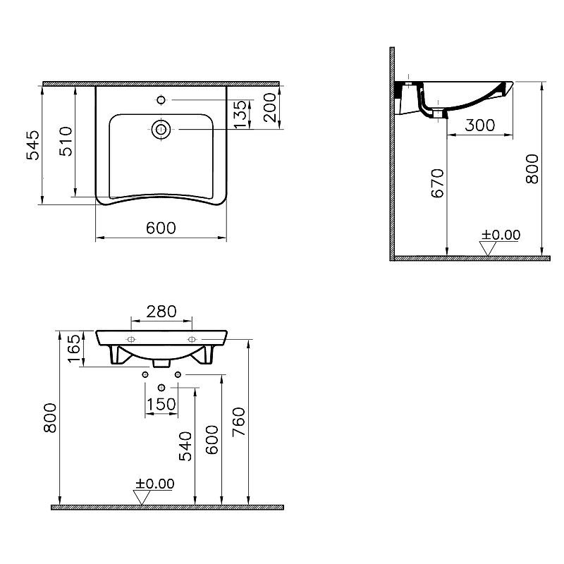 5289B003-0001 Conforma раковина для людей с ограниченными возможностями Vitra, фото 2