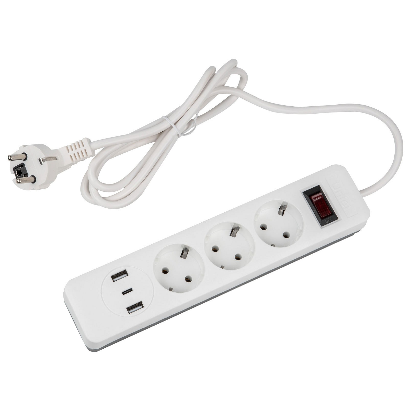 Сетевой фильтр Uniel S-GSR3-1,5 U2C1 WHITE/GREY UL-00012107, фото 1