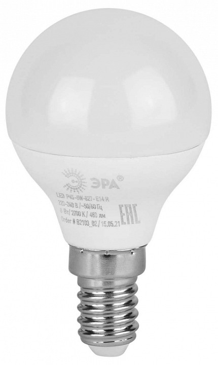 Лампа светодиодная Эра E14 6Вт 2700K LED P45-6W-827-E14 R, фото 1
