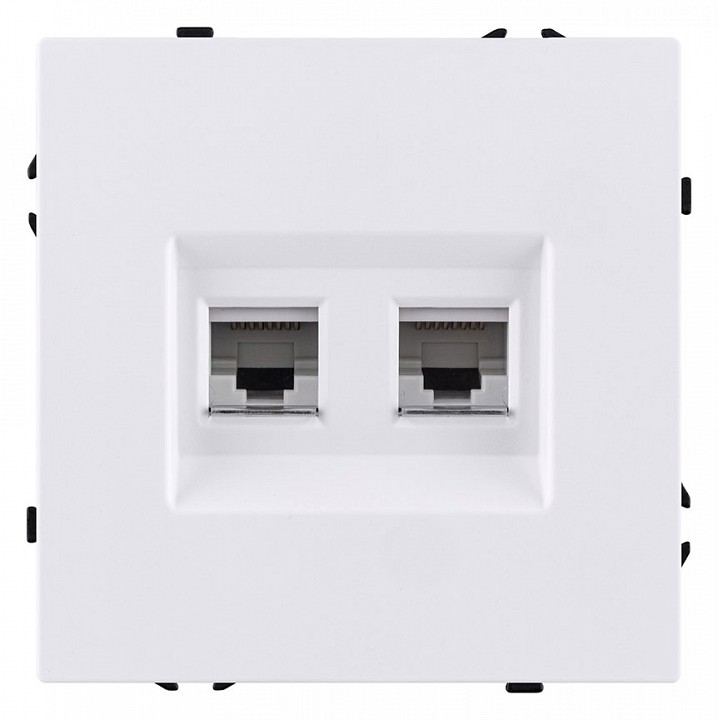 Розетка двойная Ethernet RJ-45 и со шторками, без рамки Kollinger Eclipse EC-018WH, фото 1