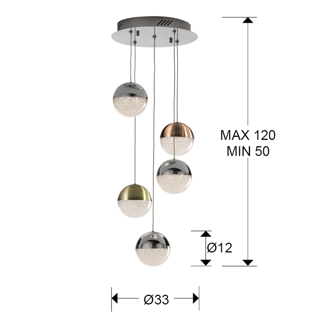 Подвесной светильник Sphere 5L LED Ø33 DIM разноцветный, фото 2