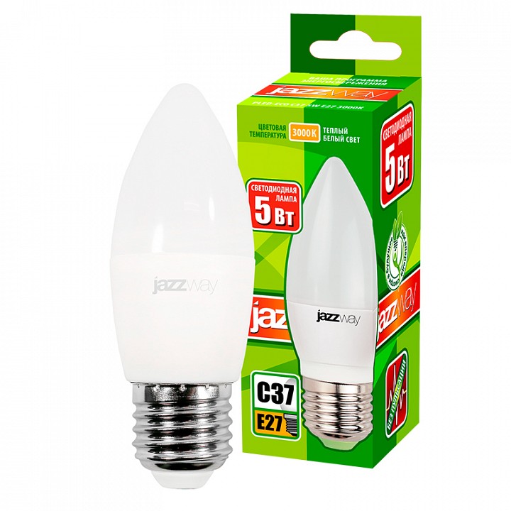 Лампа светодиодная Jazzway E27 5Вт 3000K PLED-ECO-C37 5w E27 3000K, фото 3