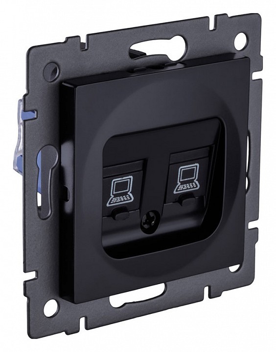 Розетка двойная Ethernet RJ-45 и со шторками, без рамки Kollinger  REA-019BK, фото 2