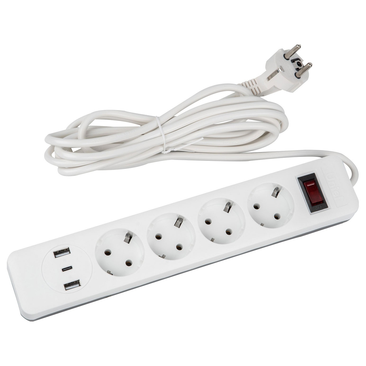 Сетевой фильтр Uniel S-GSR4-3 U2C1 WHITE/GREY UL-00012108, фото 1