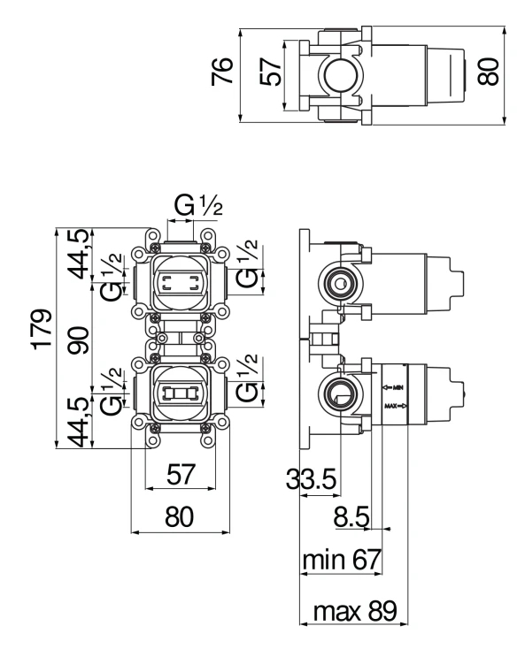 WE81103 смеситель для душа( скрытая часть), фото 2