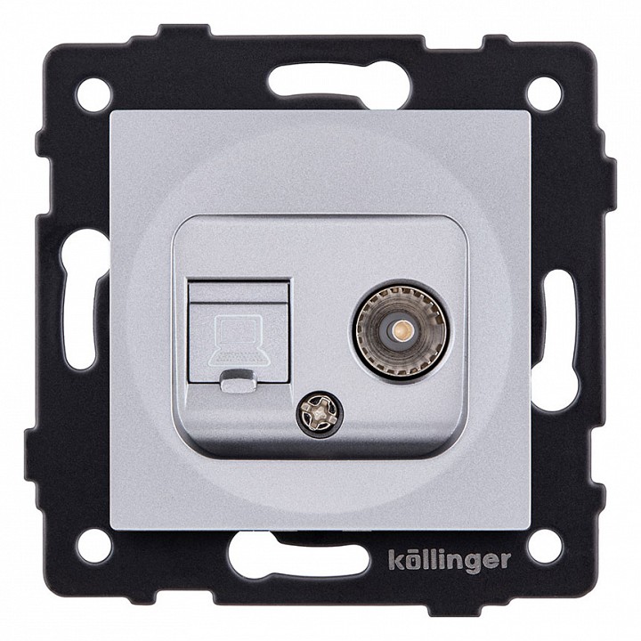 ТВ-розетка и розетка Ethernet RJ-45 без рамки Kollinger  REA-021GY, фото 1