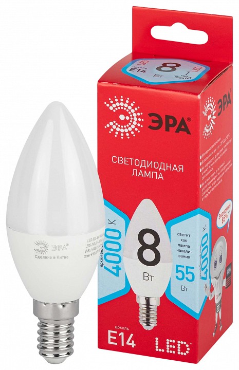 Лампа светодиодная Эра E14 8Вт 4000K LED B35-8W-840-E14 R, фото 5