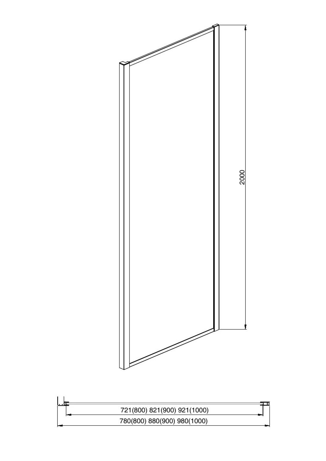 AQ ARI WA 09020BL Неподвижная душевая стенка 900x2000, для комбинации с дверью, профиль черный, стекло прозрачное, фото 4