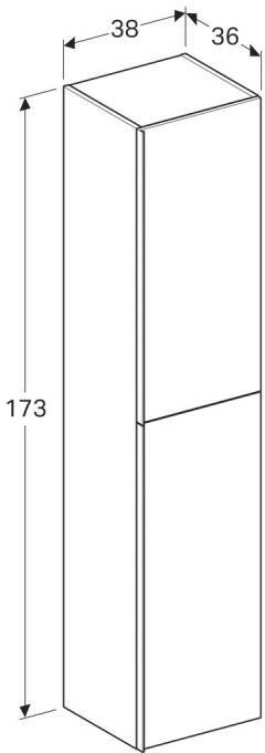 500.619.JL.2 Высокий шкафчик Acanto 380 x 1730 x 360 мм, фронтальная часть: песчаное стекло корпус: песчаный матовый — лакированный, фото 2