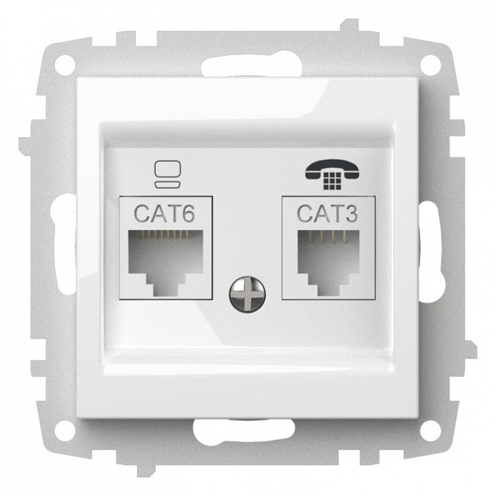 Розетка двойная RJ-12 и Ethernet RJ-45, без рамки Elbi Eleсtriс Zena Vega 609-015600-249, фото 3