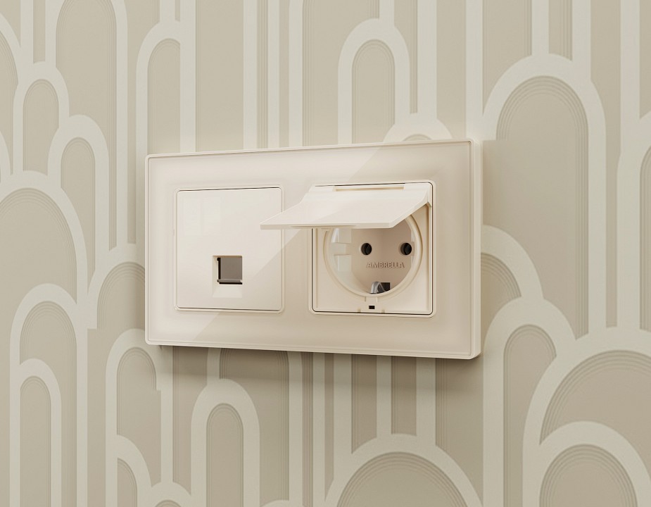 Розетка Ethernet RJ-45 и со шторками, без рамки Ambrella Volt ALFA MA312005, фото 2