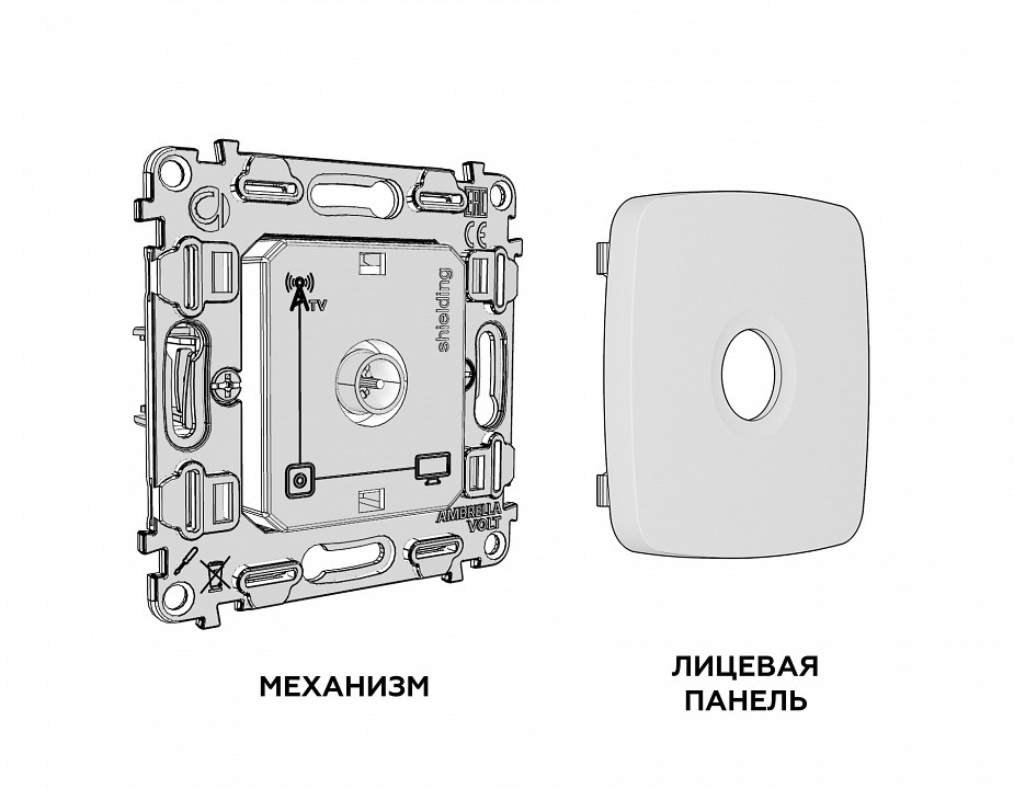 ТВ-розетка оконечная без рамки Ambrella Volt OMEGA MO913005, фото 2