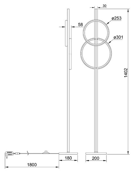 Торшер Arte Lamp Fluido A3913PN-24BK, фото 3