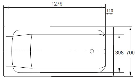 RUB PARALLEL E2946-00 ванна 150х70 без отверстий для ручек, фото 2