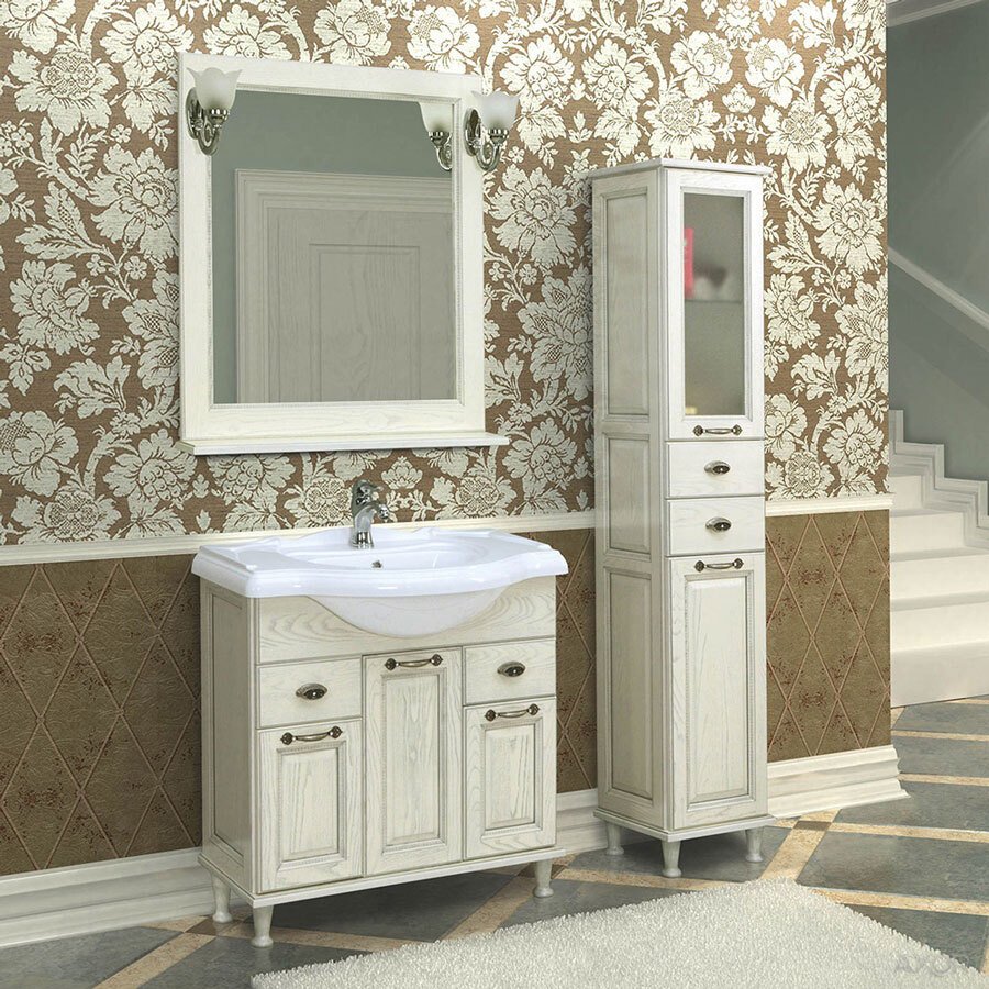 1A158702GEM20 Зеркало Жерона 85 белое серебро, фото 2