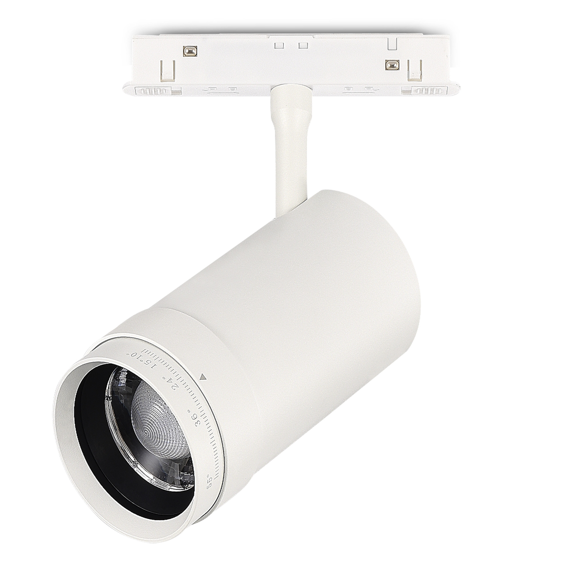 ST357.536.20 Магнитный трековый светильник ZOOM Белый LED 1*20W 3000K Lm Ra90 10-55° IP20 D60xH170 4 СКАЙЛАЙН 48V, фото 2