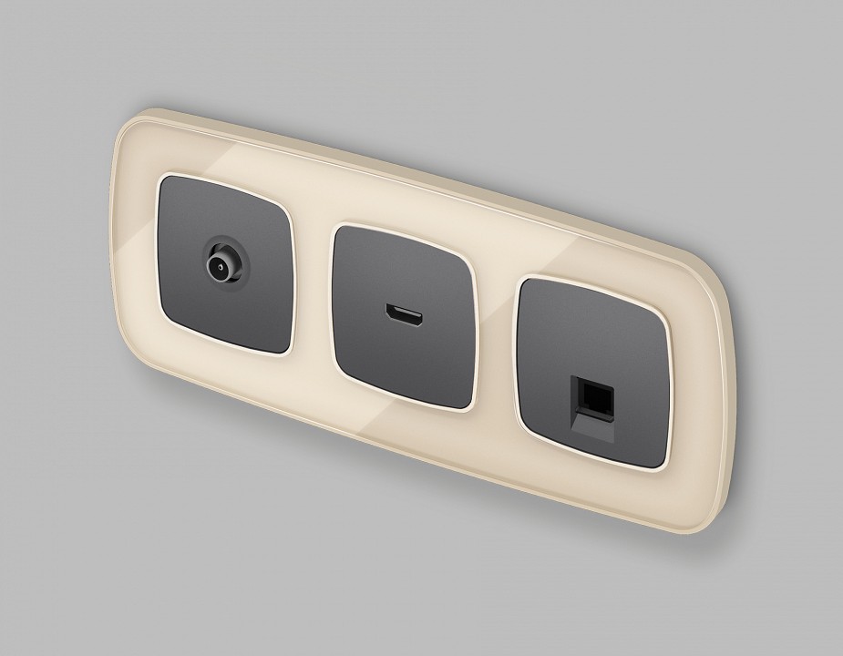 Розетка Ethernet RJ-45 и со шторками, без рамки Ambrella Volt OMEGA MO662005, фото 2