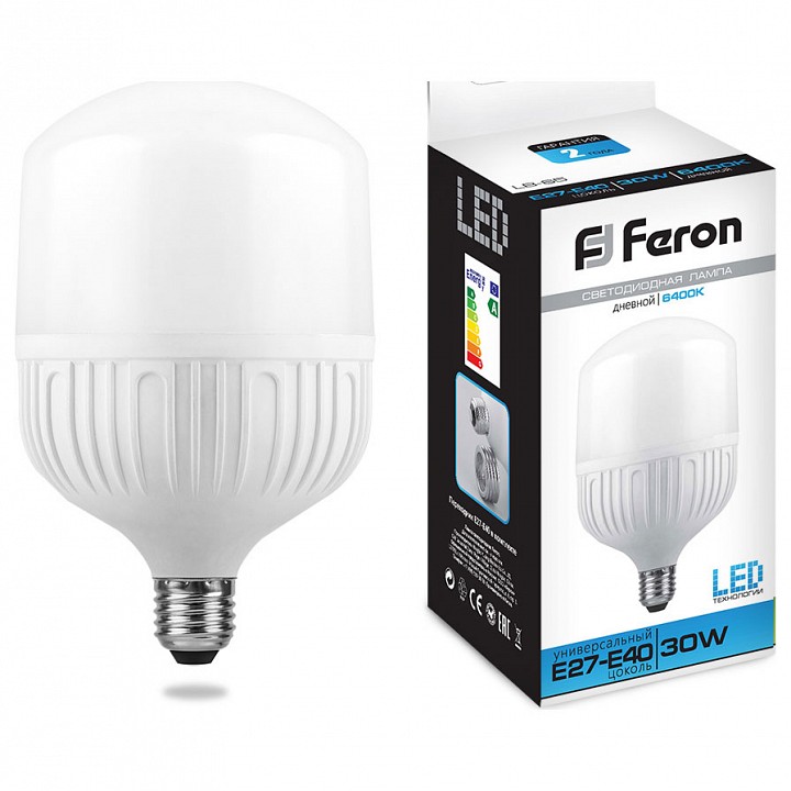 Лампа светодиодная Feron LB-65 E27, E40 30Вт 6400K 25537, фото 2