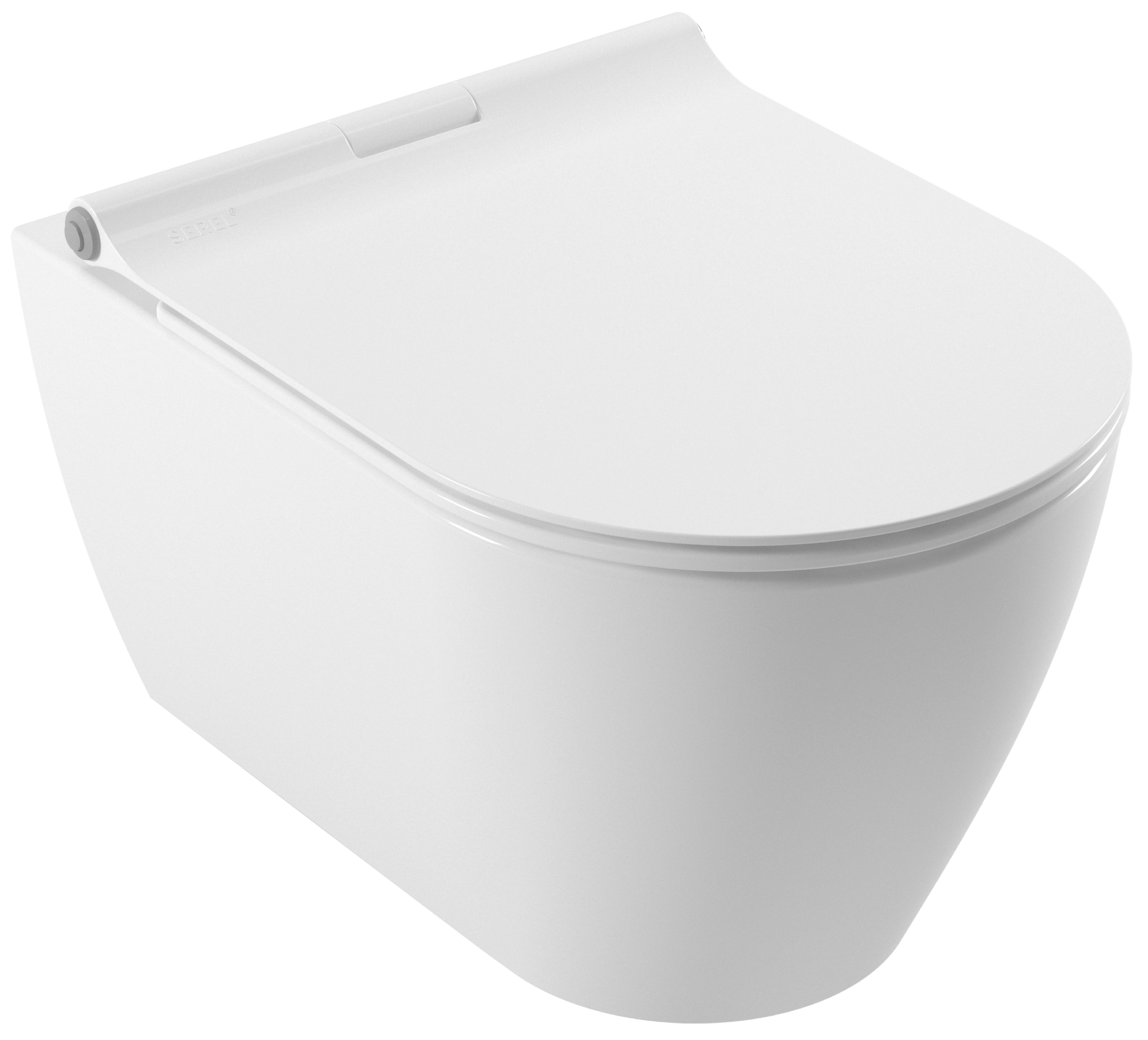 SP26SL Sapphire унитаз подвесной, безободковый, с тонким сиденьем с микролифтом, Serel, фото 1
