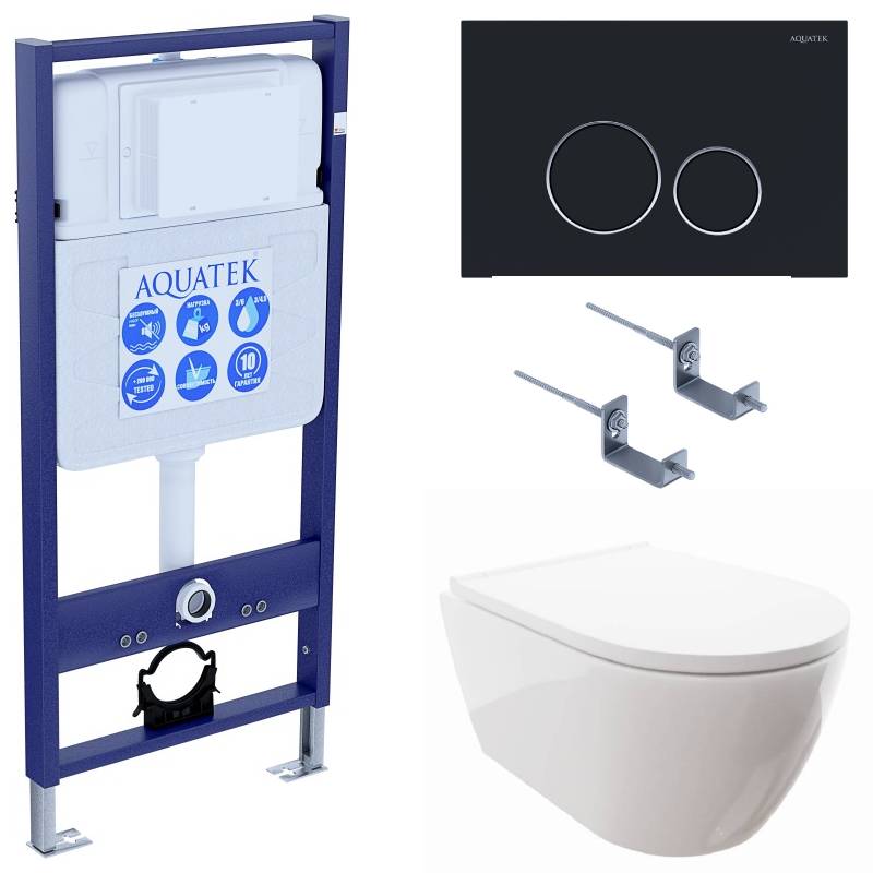 SET AQUATEK ПОЛАРИС (рама AQUATEK Standard INS-0000012+унитаз ПОЛАРИС AQ0700-00 с тонким сиденьем soft-close+ крепеж KKI-0000002 +панель KDI-0000020), фото 1