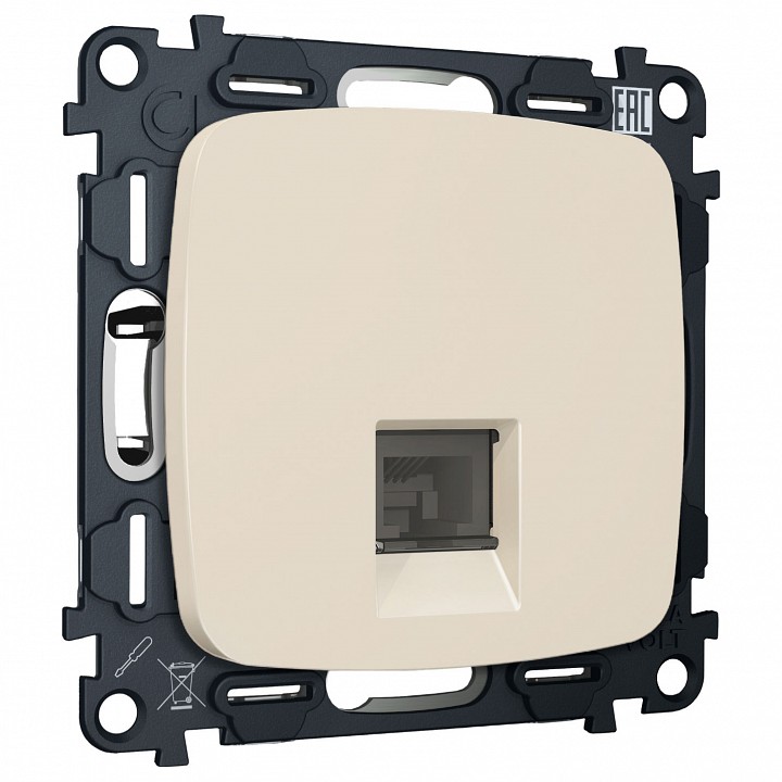 Розетка Ethernet RJ-45 и со шторками, без рамки Ambrella Volt OMEGA MO332005, фото 1