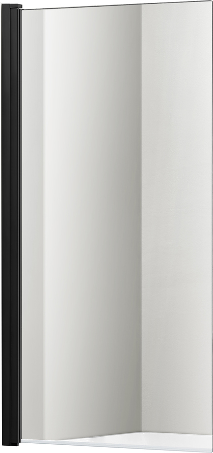 AQ DEL SBA 08015BL Шторка на ванну, одноэлементная, поворотная 800X1500 профиль черный, стекло прозрачное, фото 1