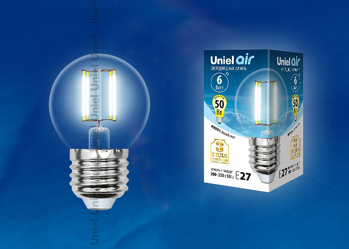 Лампа светодиодная Uniel Air E27 6Вт 4000K UL-00002208, фото 2