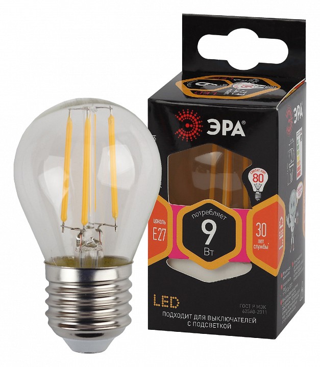 Лампа светодиодная Эра F-LED E27 9Вт 2700K Б0047023, фото 3