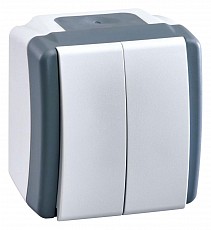 Выключатель двухклавишный влагозащищенный Mono Electric Octans IP54 154-020001-102, фото 1