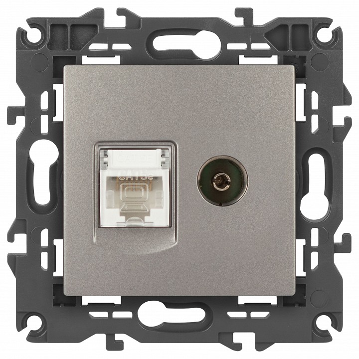 ТВ-розетка и розетка Ethernet RJ-45 без рамки Эра Эра Elegance 14-3110-16, фото 2