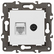 ТВ-розетка и розетка Ethernet RJ-45 без рамки Эра Эра Elegance 14-3110-01М, фото 1