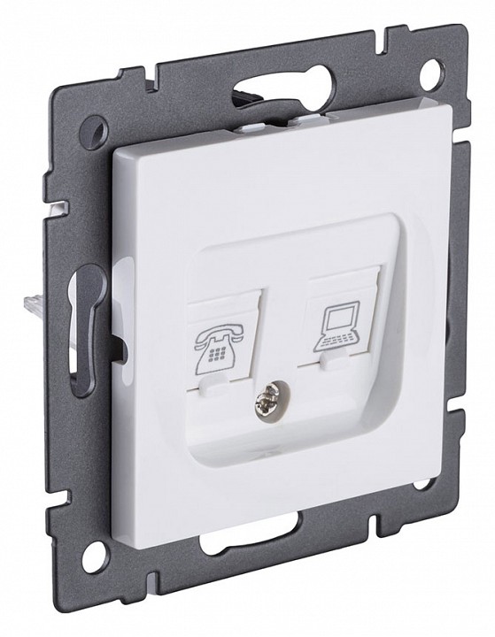 Розетка двойная RJ-11 и Ethernet RJ-45, без рамки Kollinger  REA-011WH, фото 2