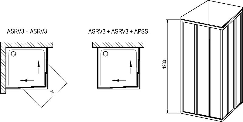 ASRV3-80-198 черный+Transparent, Supernova дверь для комбинации со второй дверью., фото 2